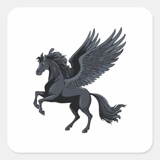 Fliegendes Pegasus Quadratischer Aufkleber (Vorderseite)