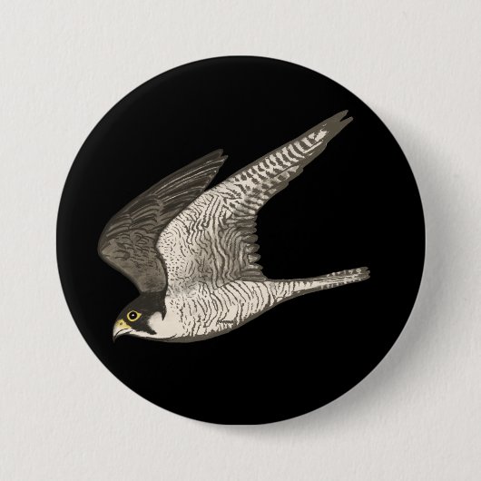 Fliegendes Peregrine Falken Farbige Stifte Kunst Button (Vorderseite)