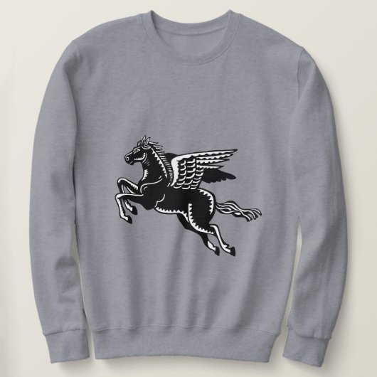 Fliegendes Pferd - Schwarz und Weiß Sweatshirt (Design vorne)