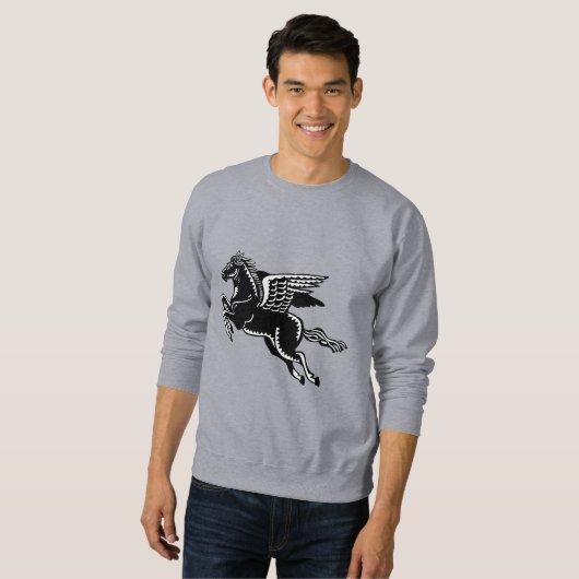 Fliegendes Pferd - Schwarz und Weiß Sweatshirt (Vorne ganz)