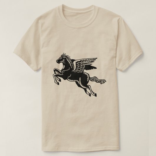 Fliegendes Pferd - Schwarz und Weiß T-Shirt (Design vorne)