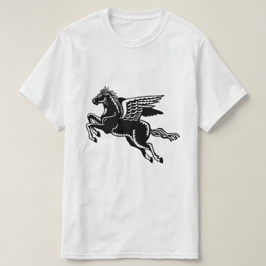 Fliegendes Pferd - Schwarz und Weiß T-Shirt (Design vorne)
