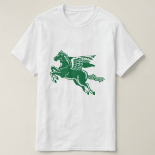 Fliegendes Pferd - Wald grün und weiß T-Shirt