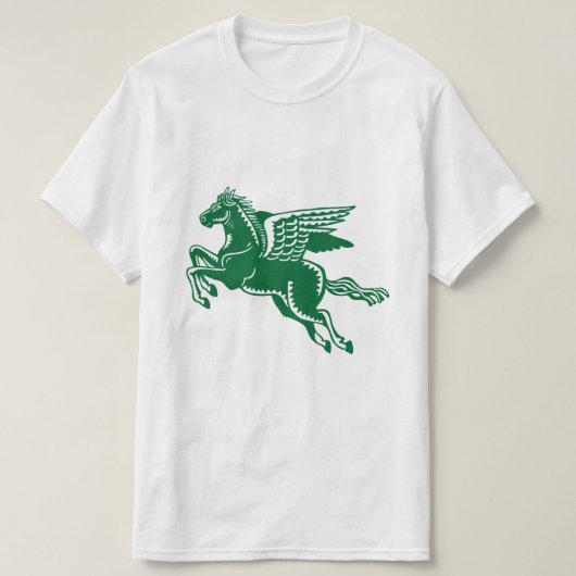 Fliegendes Pferd - Wald grün und weiß T-Shirt (Design vorne)