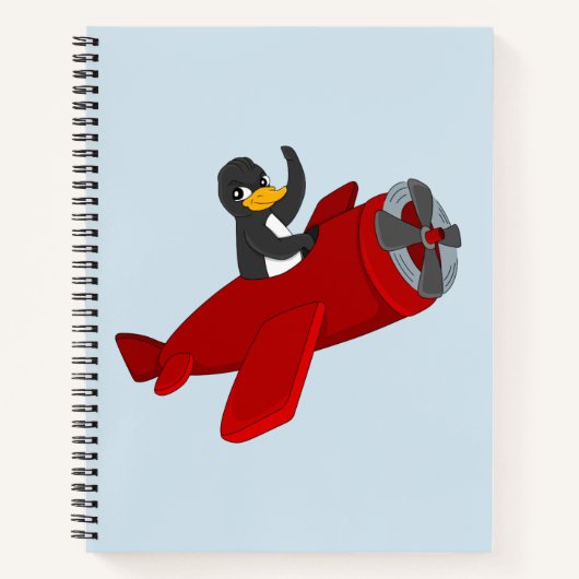 Fliegendes Pinguin-Cartoon-Notebook Notizblock (Vorderseite)