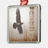 Fliegendes Raven & Totem Pole Fantasy Art Ornament Aus Metall (Links)