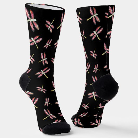 Fliegendes Rosa Libellenmuster Socken (Gewinkelt)