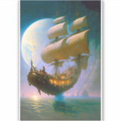 Fliegendes Schiff Fantasy Art Aufkleber (Vorderseite)