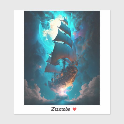 Fliegendes Schiff Fantasy Art Aufkleber (Blatt)