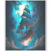 Fliegendes Schiff Fantasy Art Aufkleber (Vorderseite)