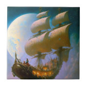 Fliegendes Schiff Fantasy Art Fliese (Vorderseite)