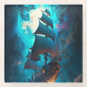 Fliegendes Schiff Fantasy Art Glasuntersetzer