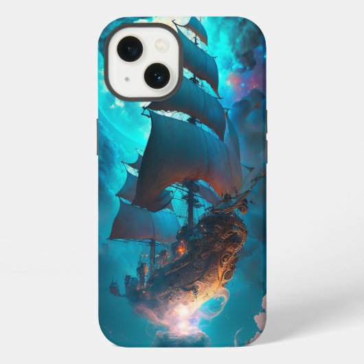 Fliegendes Schiff Fantasy Art iPhone Hülle (Rückseite)