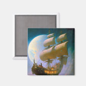 Fliegendes Schiff Fantasy Art Magnet (Vorderseite/Rückseite)