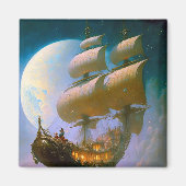 Fliegendes Schiff Fantasy Art Magnet (Vorne)