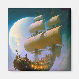 Fliegendes Schiff Fantasy Art Magnet