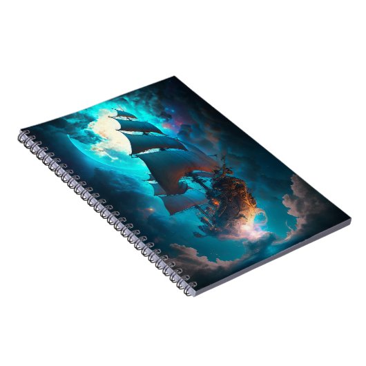 Fliegendes Schiff Fantasy Art Notizblock (Rechte Seite)
