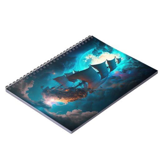 Fliegendes Schiff Fantasy Art Notizblock (Linke Seite)
