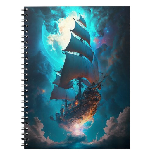 Fliegendes Schiff Fantasy Art Notizblock (Vorderseite)