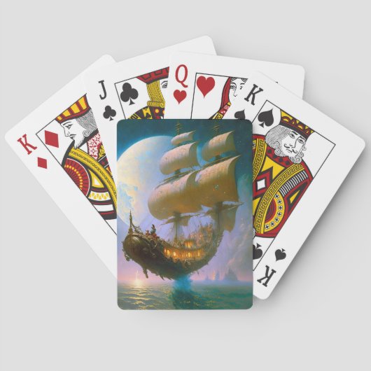 Fliegendes Schiff Fantasy Art Spielkarten (Rückseite)