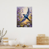 Fliegendes Schluckfeld bei violetten Blume Poster (Küche)