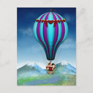 Fliegendes Schwein - Ballon - Auf und davon Postkarte