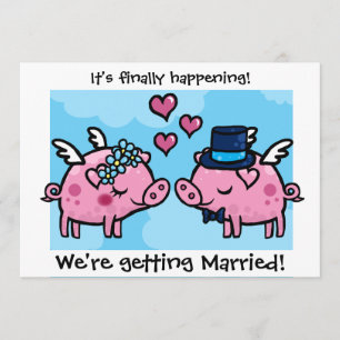 Fliegendes Schwein-Braut und Bräutigam-Hochzeitsei Einladung