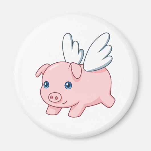 Fliegendes Schwein - Ferkel mit Flügeln Magnet (Vorne)