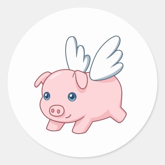 Fliegendes Schwein - Ferkel mit Flügeln Runder Aufkleber (Vorderseite)