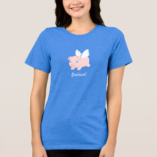 Fliegendes Schwein - Glauben, Schwein mit Flügeln Tri-Blend Shirt