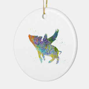 Fliegendes Schwein Keramik Ornament