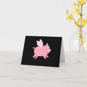 Fliegendes Schwein mit Flügeln Fly Pig Liebhaber Karte (Gelbe Blume)