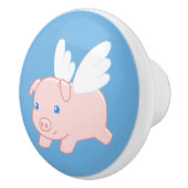 Fliegendes Schwein - Niedliches Schwein mit Flügel Keramikknauf (Rechts)