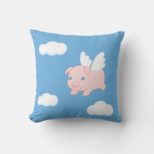 Fliegendes Schwein - Niedliches Schwein mit Flügel Kissen (Vorderseite)