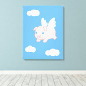 Fliegendes Schwein - Niedliches Schwein mit Flügel Leinwanddruck (Insitu (Holzboden))