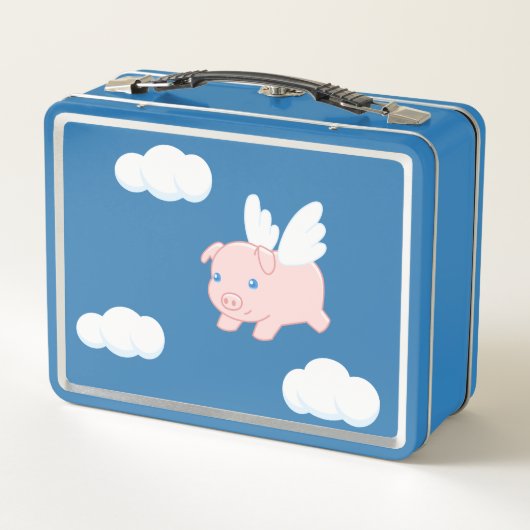 Fliegendes Schwein - Niedliches Schwein mit Flügel Metall Brotdose (Rückseite)