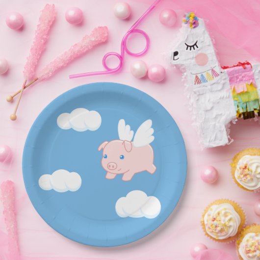 Fliegendes Schwein - Niedliches Schwein mit Flügel Pappteller (Party)