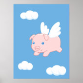 Fliegendes Schwein - Niedliches Schwein mit Flügel Poster (Vorne)