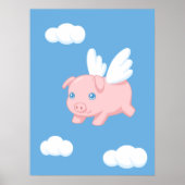 Fliegendes Schwein - Niedliches Schwein mit Flügel Poster (Vorne)