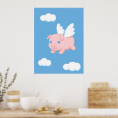 Fliegendes Schwein - Niedliches Schwein mit Flügel Poster (Küche)