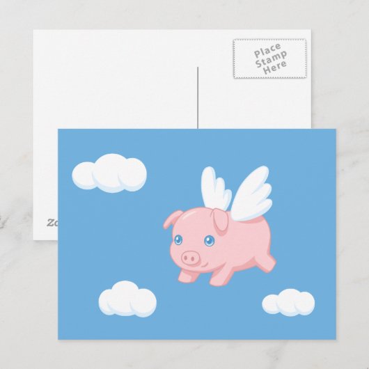 Fliegendes Schwein - Niedliches Schwein mit Flügel Postkarte (Vorne/Hinten)