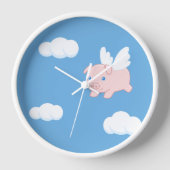 Fliegendes Schwein - Niedliches Schwein mit Flügel Uhr (Vorderseite)