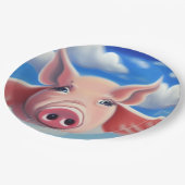Fliegendes Schwein Pappteller (Schrägansicht)