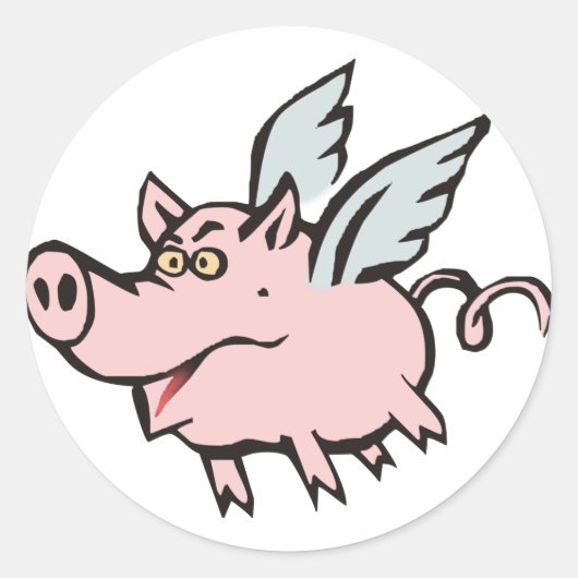 fliegendes Schwein Sau flying pig hog Runder Aufkleber (Vorderseite)