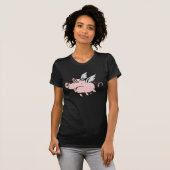 fliegendes Schwein Sau flying pig hog T-Shirt (Vorne ganz)