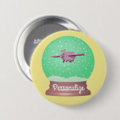 Fliegendes Schwein Schneekugel Knopf Button (Vorne & Hinten)