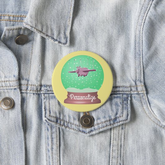 Fliegendes Schwein Schneekugel Knopf Button (Beispiel)