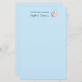 Fliegendes Schwein - Schwein mit Flügeln auf blau Briefpapier (Vorne/Hinten)