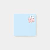 Fliegendes Schwein - Schwein mit Flügeln auf blau Post-it Klebezettel (Vorderseite)