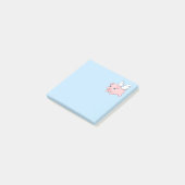 Fliegendes Schwein - Schwein mit Flügeln auf blau Post-it Klebezettel (angewinkelt)